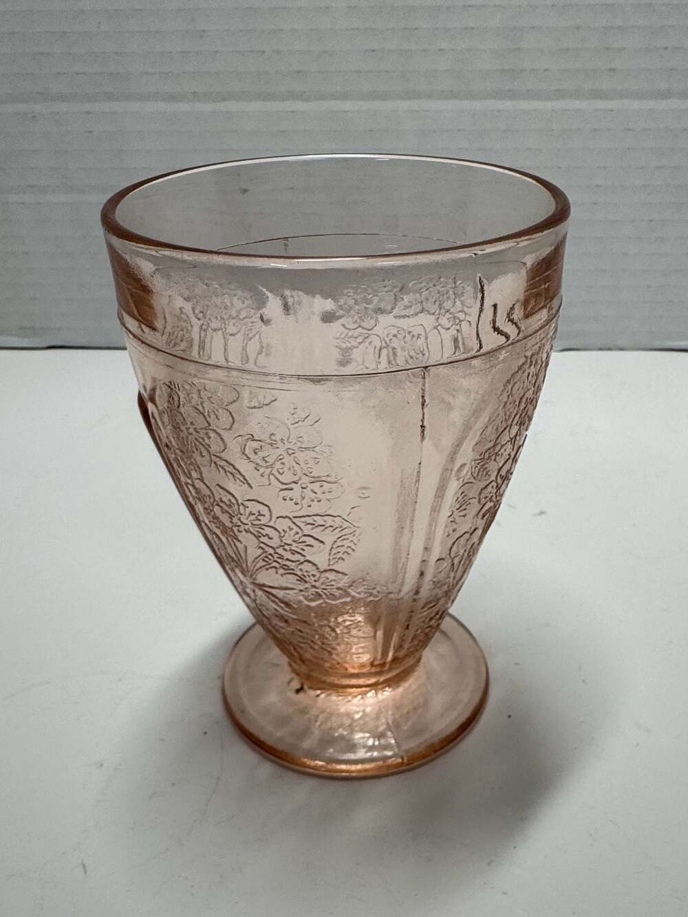 Jeannette Glass Cherry Blossom Pink 9 oz Footed Tumbler